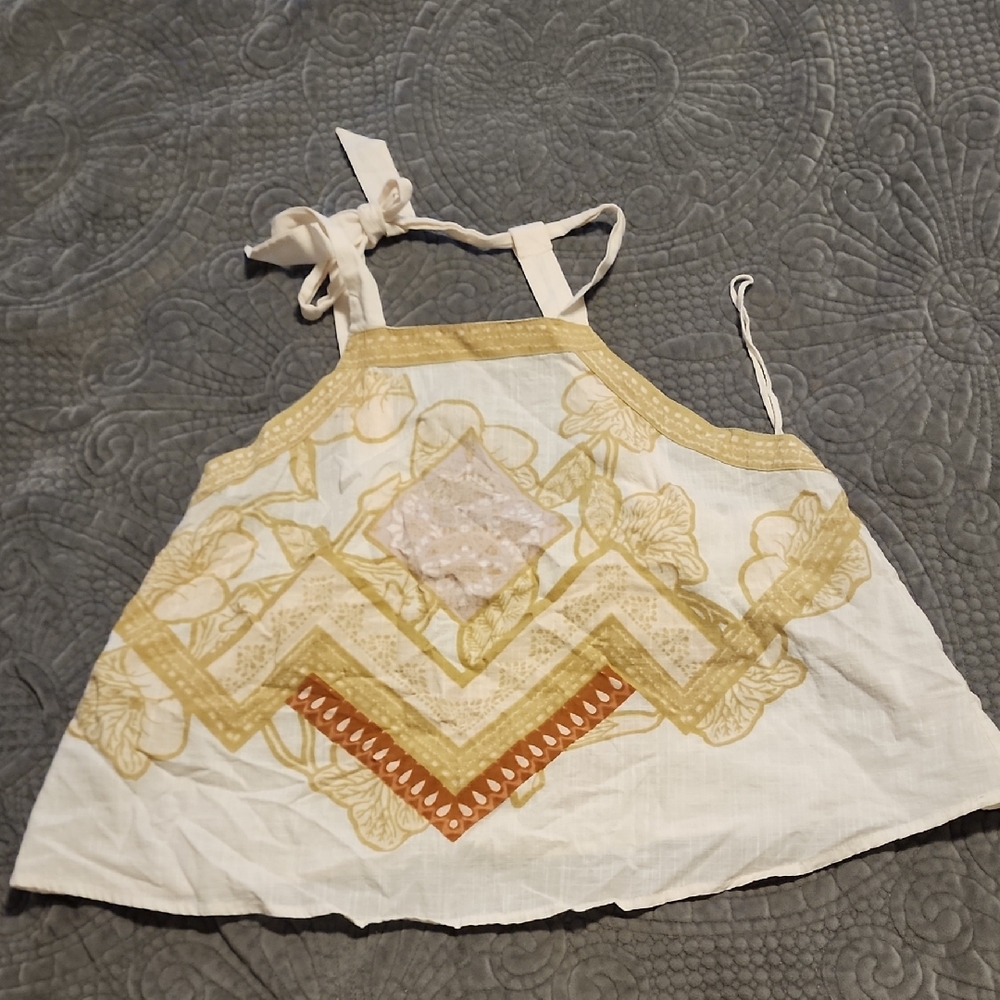 Free People Cream and Gold Tank Top